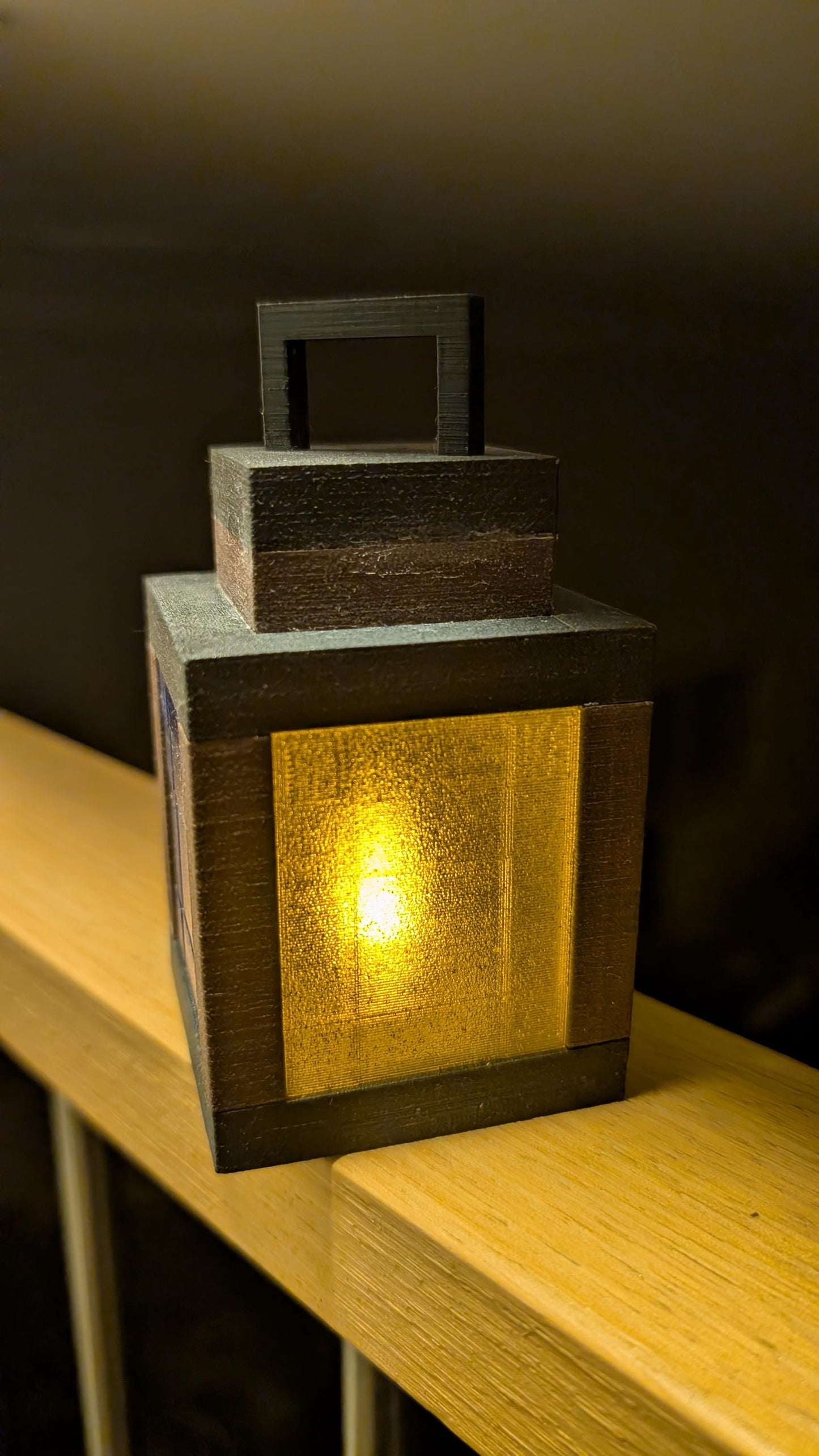 Minecraft Lantern-Inspired Table Lamp – 3D Wood Filament PLA | Cozy LED Tealight Candle Included